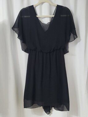BCBGeneration Black Chiffon Flutter Sleeve Dress